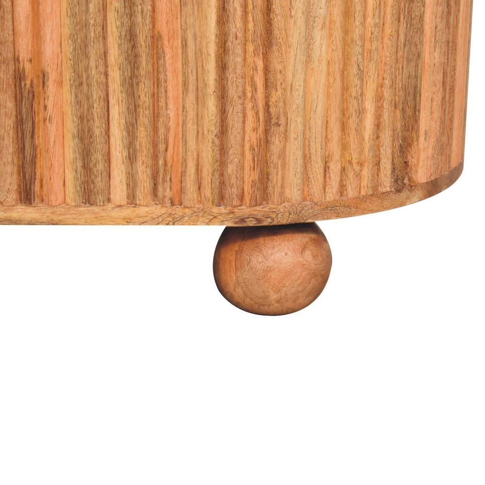 33" Fluted Wood Oval Coffee Table with Storage