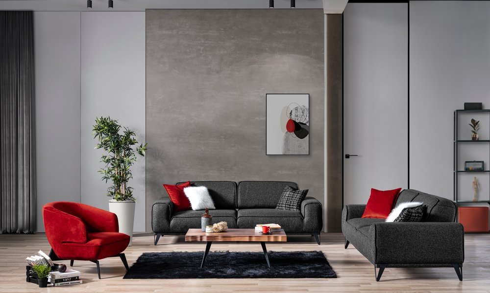 25" Red and Black Velvet Lounge Chair