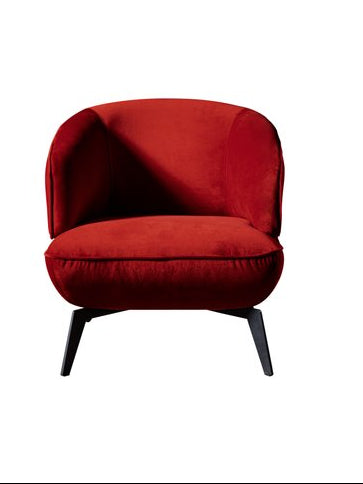 25" Red and Black Velvet Lounge Chair