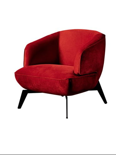 25" Red and Black Velvet Lounge Chair