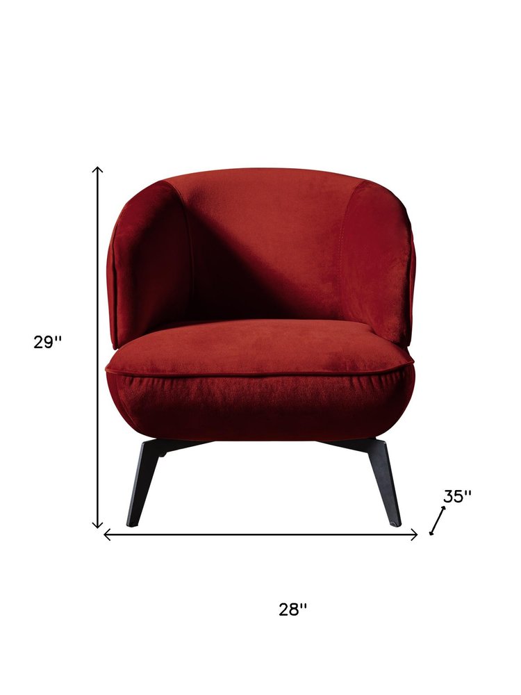 25" Red and Black Velvet Lounge Chair