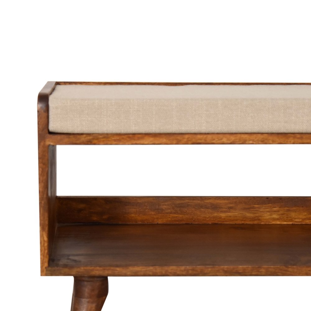 35" Brown Mid-Century Foyer Bench