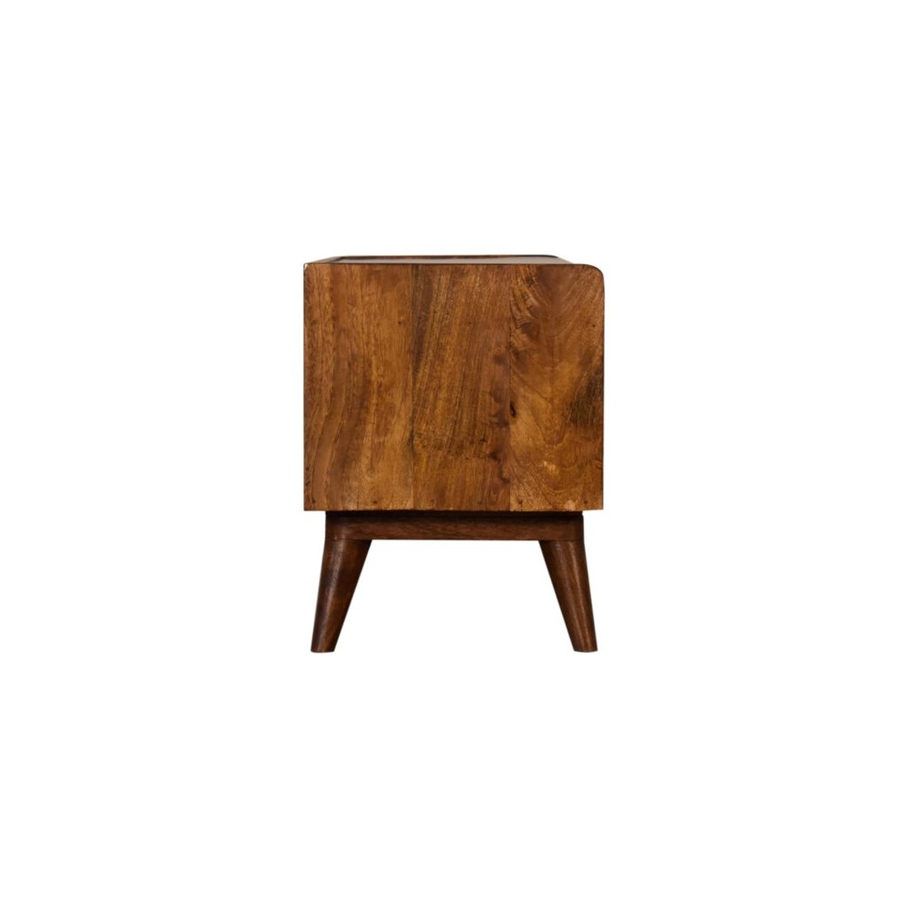 35" Brown Mid-Century Foyer Bench