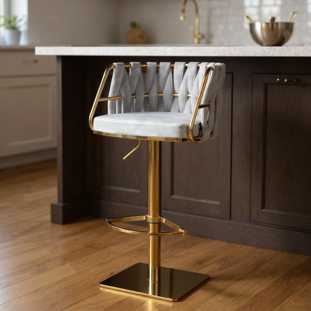 40" Woven Velvet Swivel Barrel Barstool