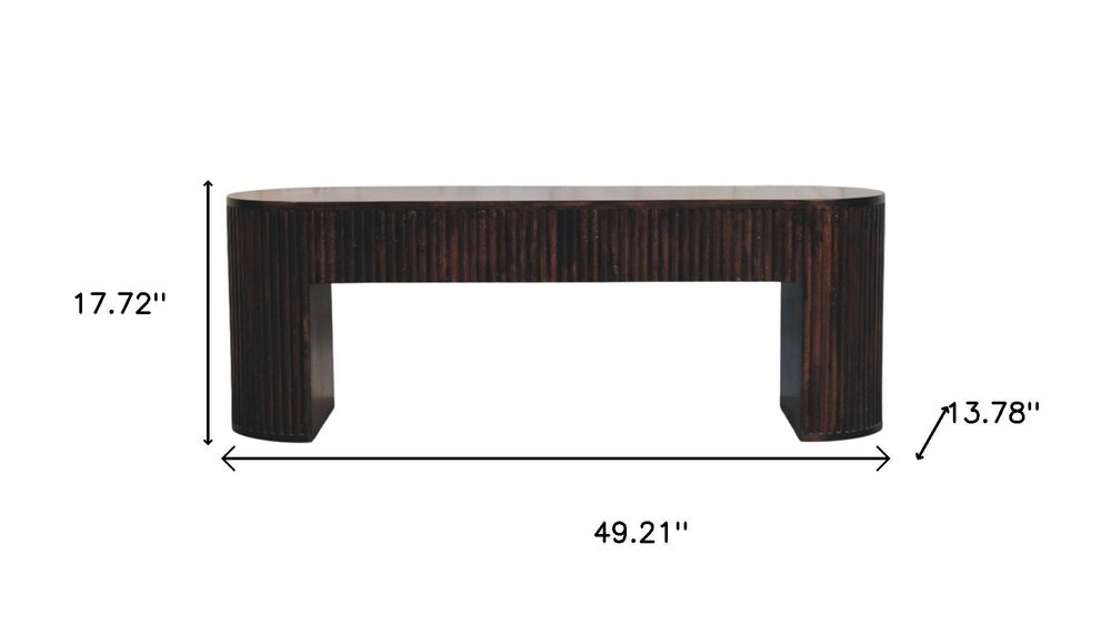 49" Brown Modern Fluted Wood Bench