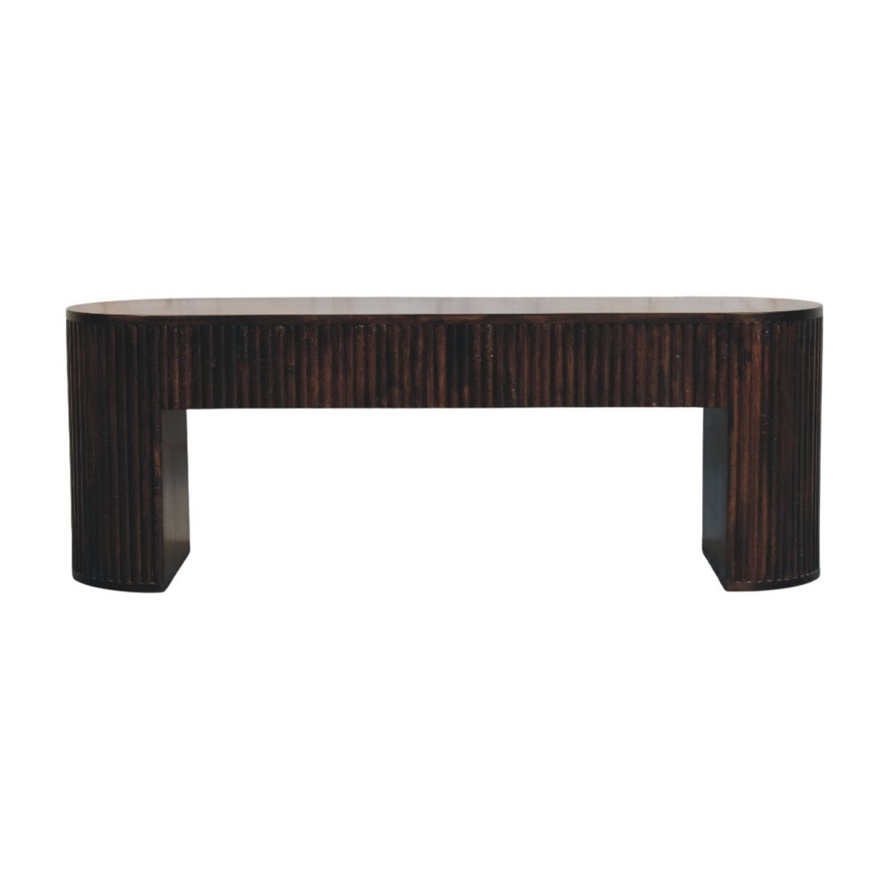 49" Brown Modern Fluted Wood Bench