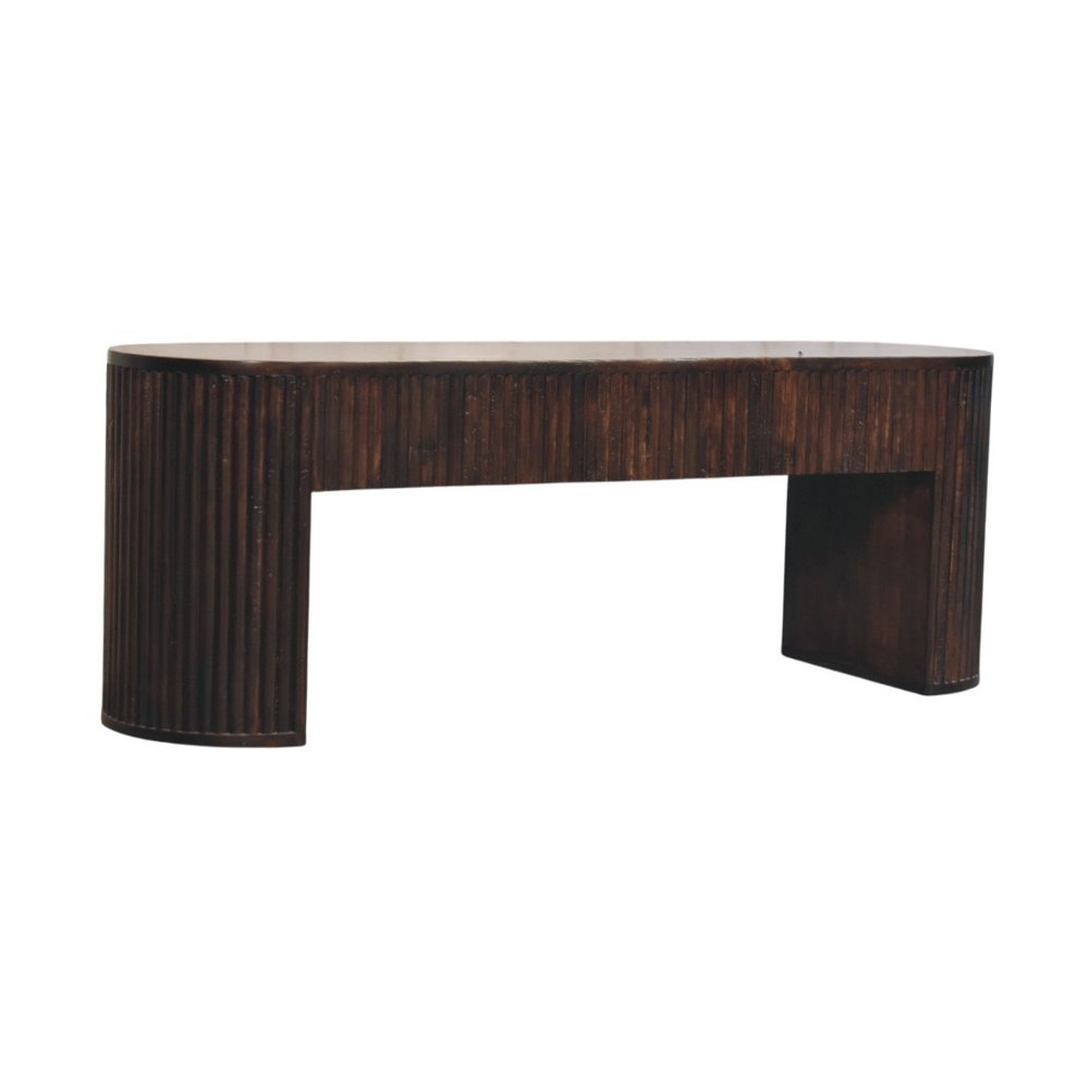 49" Brown Modern Fluted Wood Bench