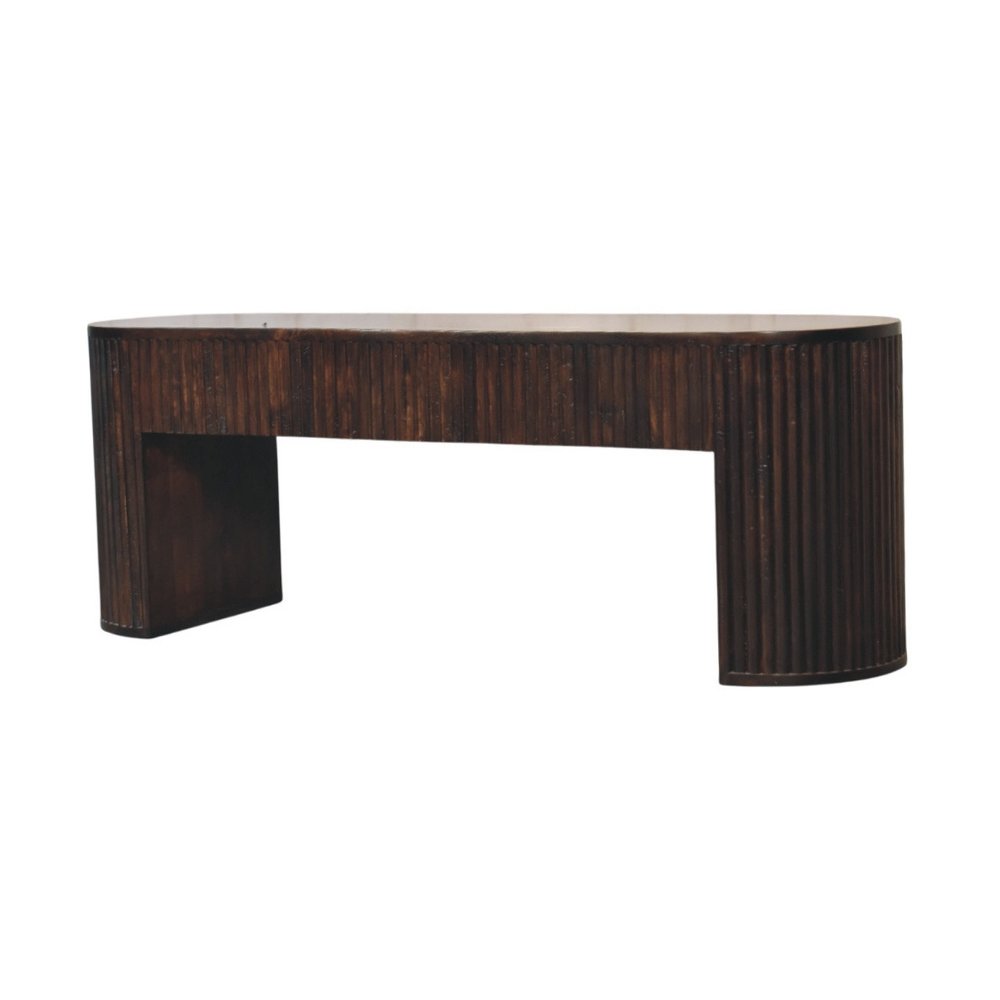49" Brown Modern Fluted Wood Bench