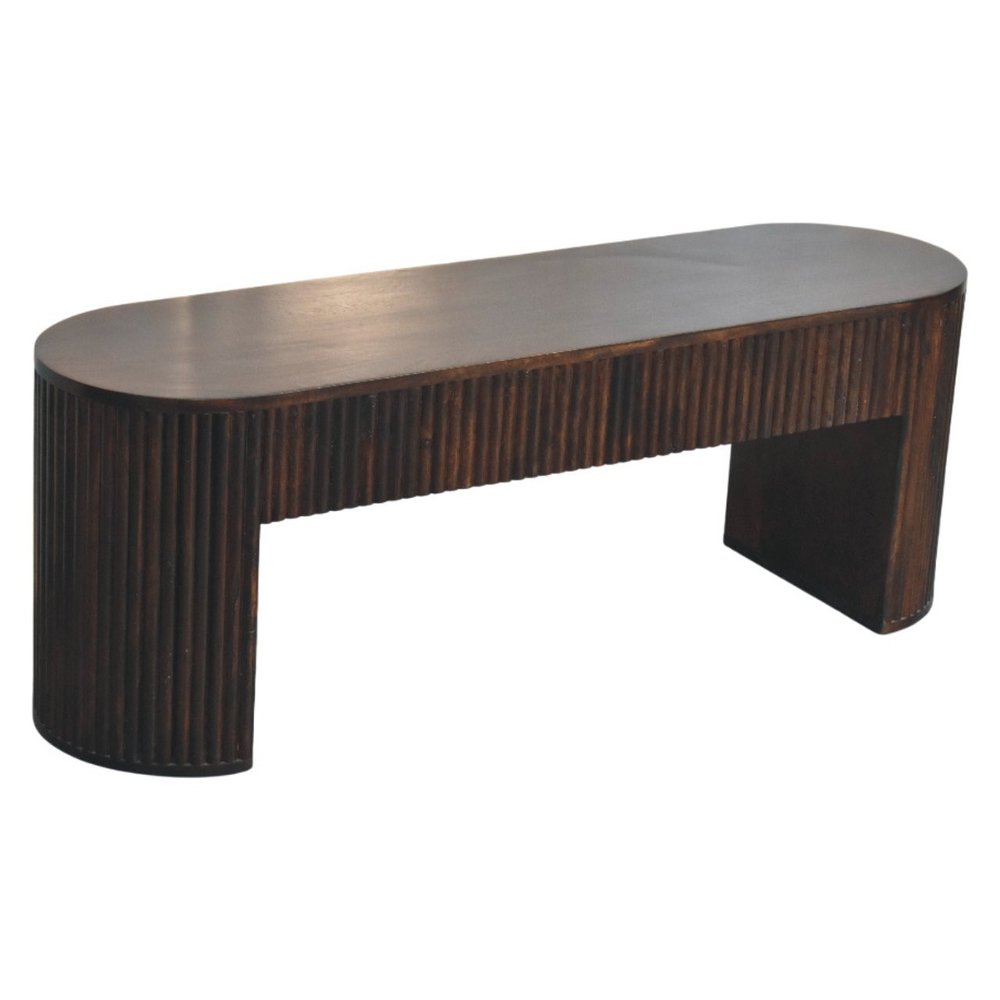 49" Brown Modern Fluted Wood Bench