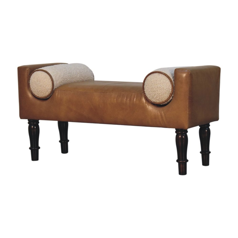 36" Walnut and Leather Chester Bench