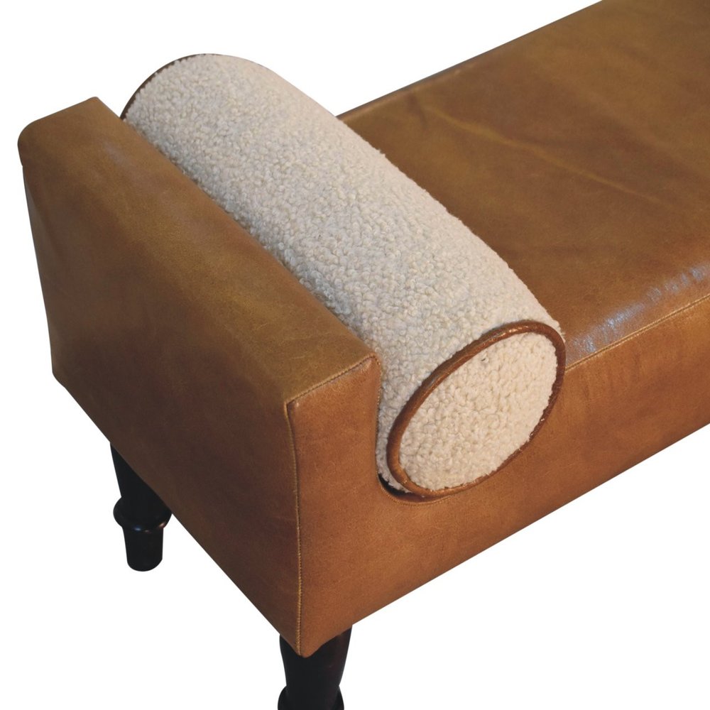 36" Walnut and Leather Chester Bench