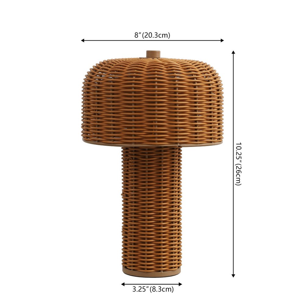 Set of Two 10" Brown Mushroom Table Lamp with USB Port