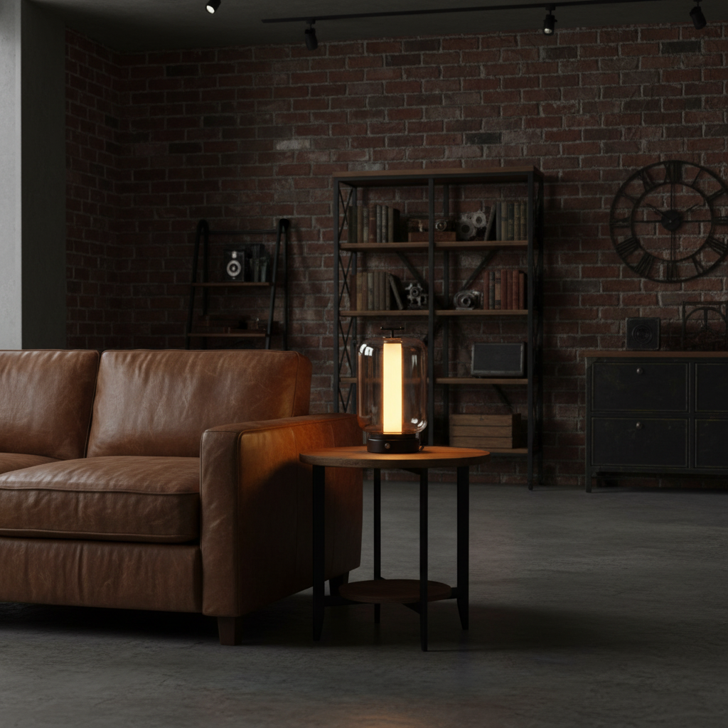 Set of Two 11" Black Industrial USB Table Lanterns