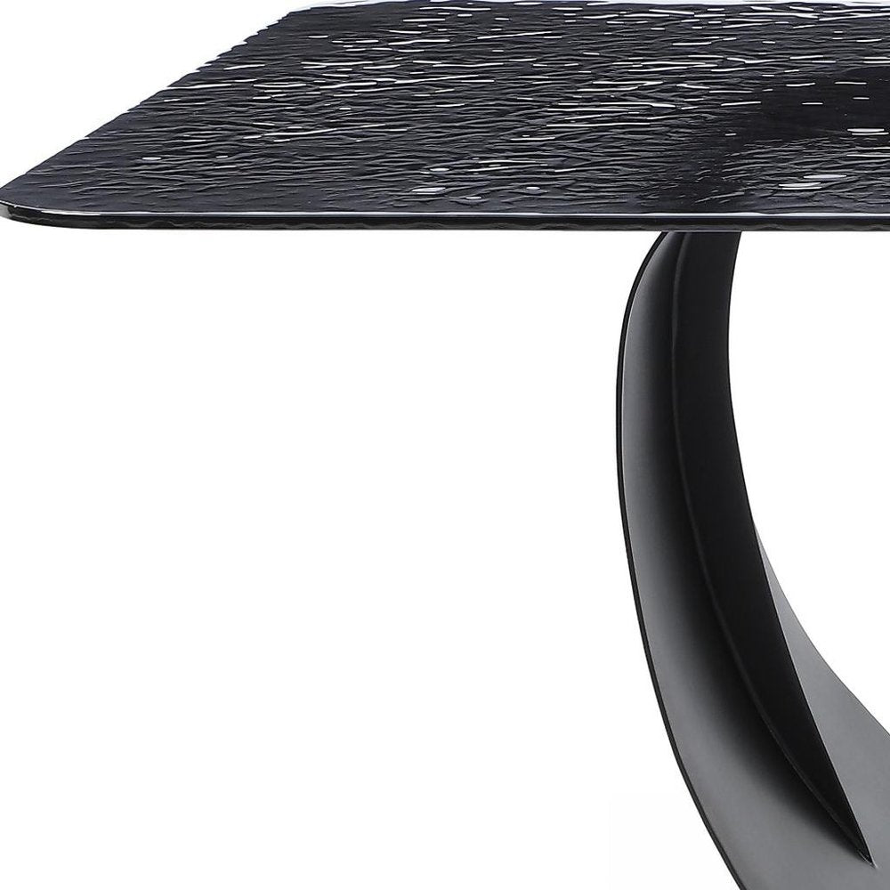94" Black Gloss Glass and Metal Ribbon Dining Table