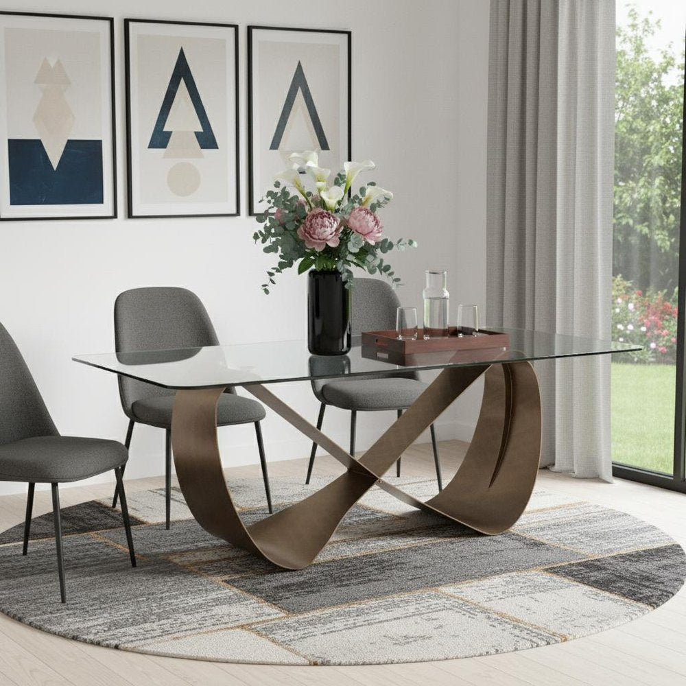 94" Bronze Metal Ribbon Dining Table
