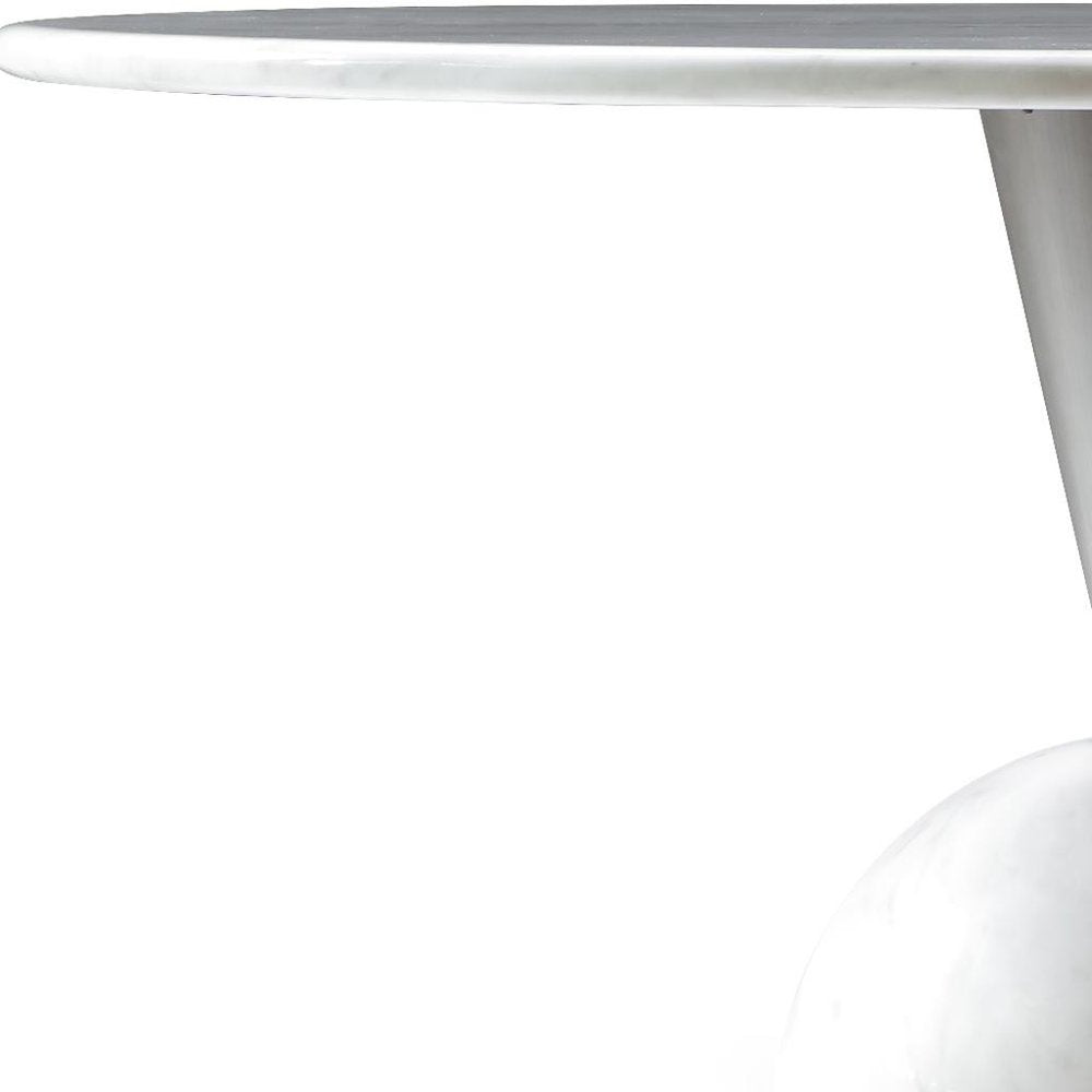 60" White Marble and Steel Round Pedestal Dining Table