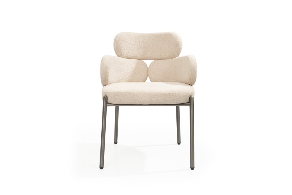 23" Beige Bouclé Modern Wingback Dining Chair