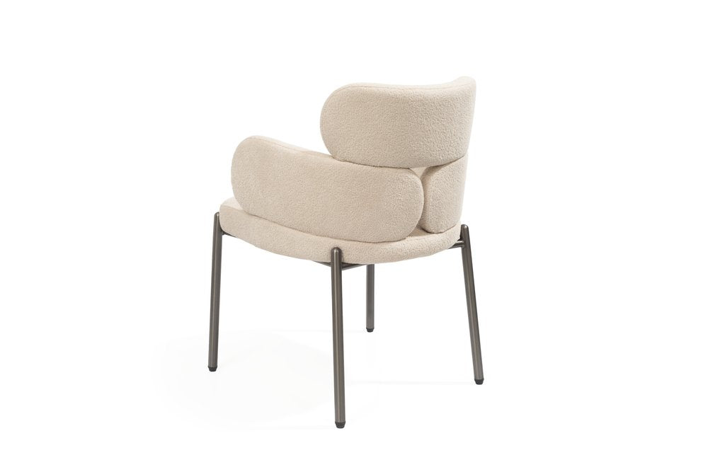 23" Beige Bouclé Modern Wingback Dining Chair