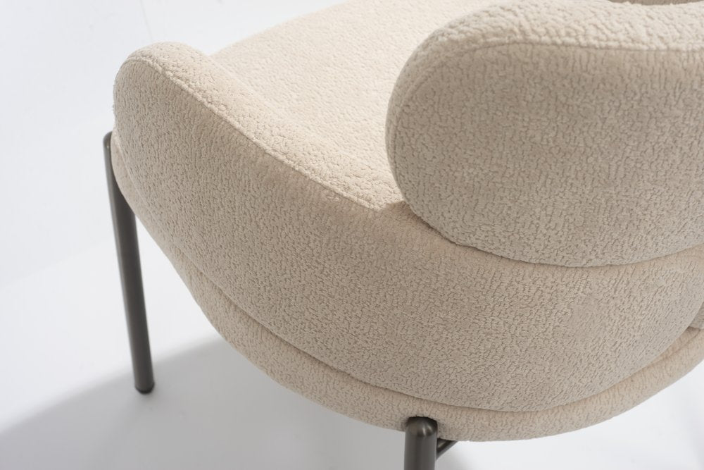 23" Beige Bouclé Modern Wingback Dining Chair
