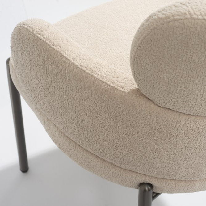 23" Beige Bouclé Modern Wingback Dining Chair