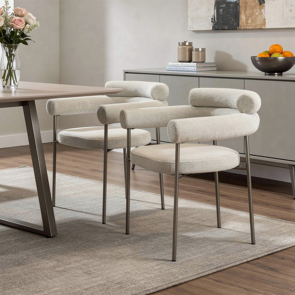 Set of Two 26" Light Gray Bouclé Ella Dining Chair