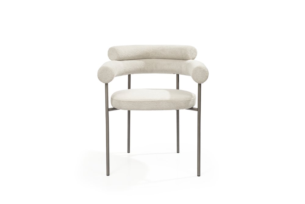 Set of Two 26" Light Gray Bouclé Ella Dining Chair