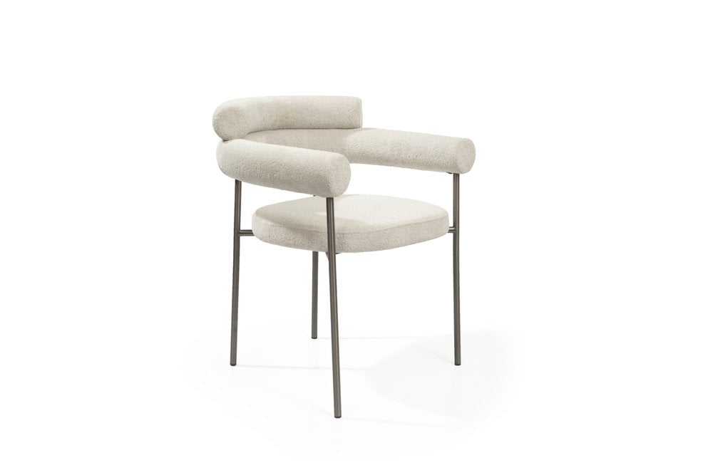 Set of Two 26" Light Gray Bouclé Ella Dining Chair