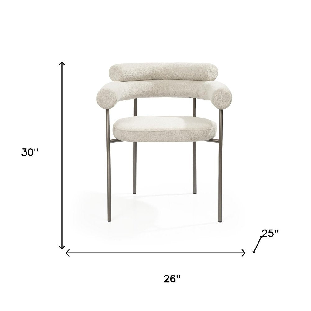 Set of Two 26" Light Gray Bouclé Ella Dining Chair