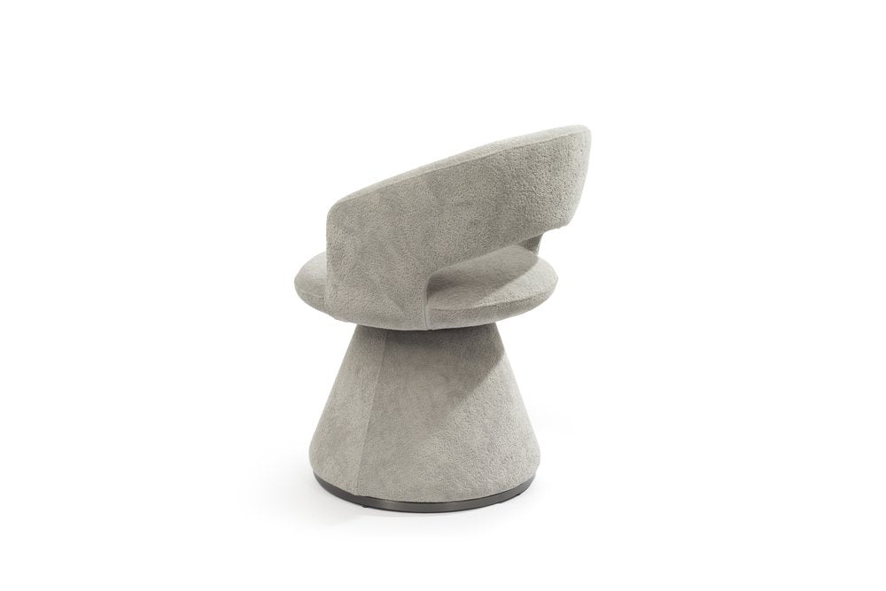 23" Gray Bouclé Open Barrel Dining Chair