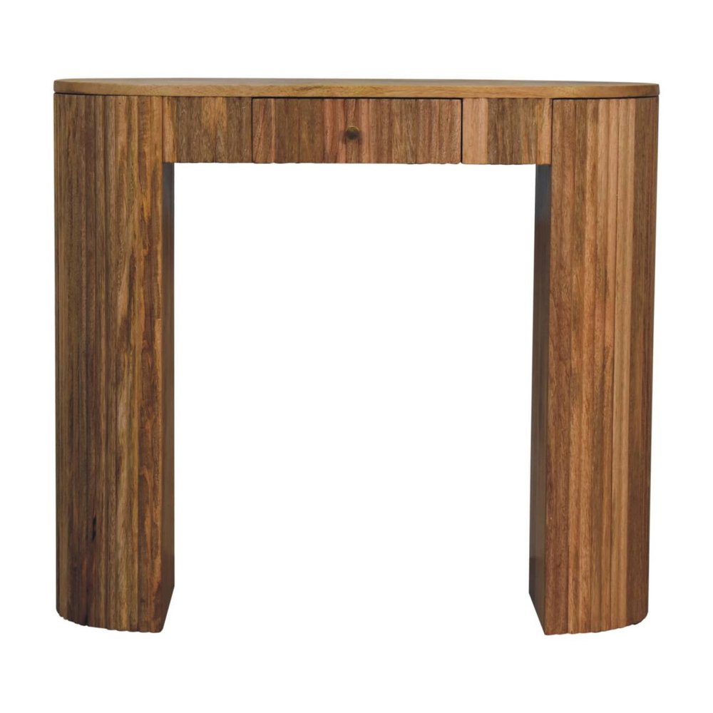 35" Brown Rectangle Textured Wood Console Table