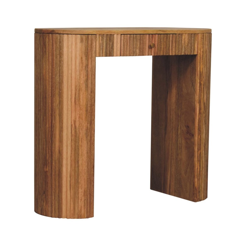 35" Brown Rectangle Textured Wood Console Table
