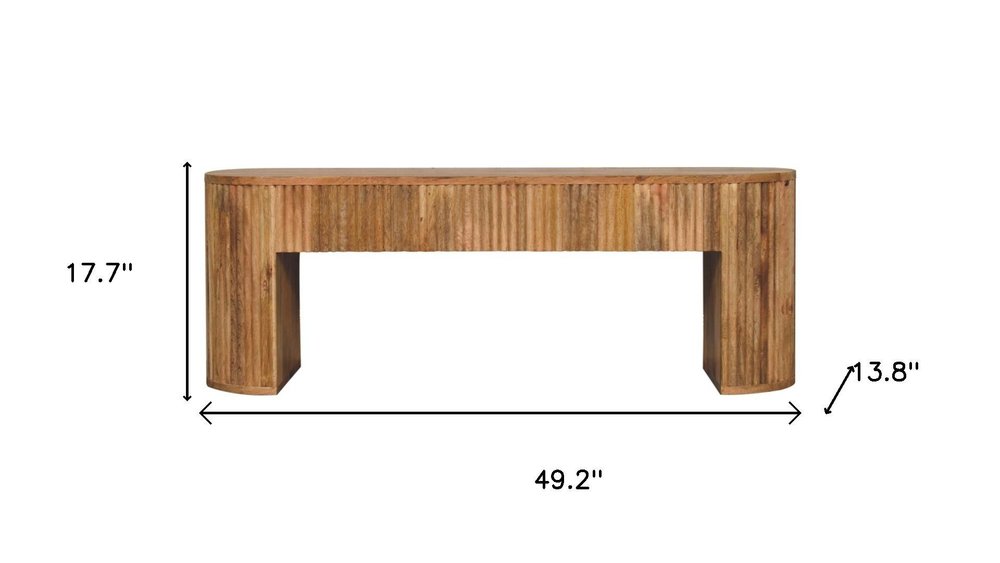 49" Oval Oak Wood Fluted Console Table