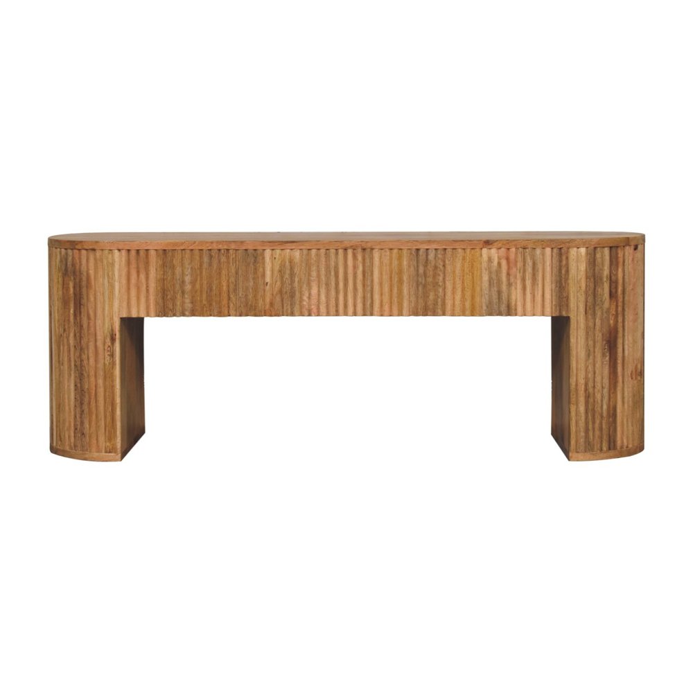49" Oval Oak Wood Fluted Console Table