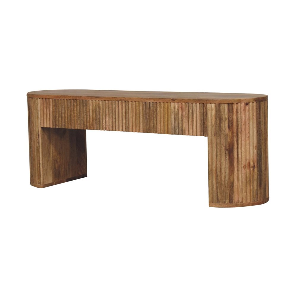 49" Oval Oak Wood Fluted Console Table
