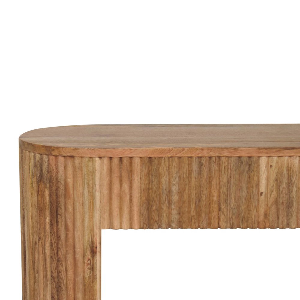 49" Oval Oak Wood Fluted Console Table