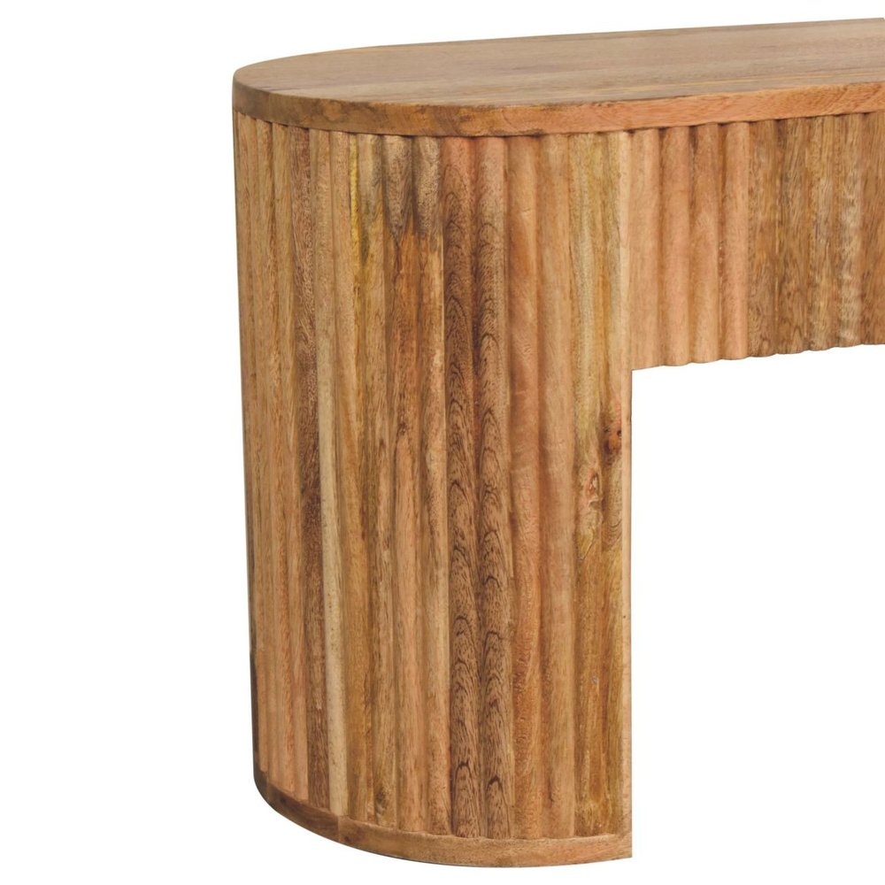 49" Oval Oak Wood Fluted Console Table