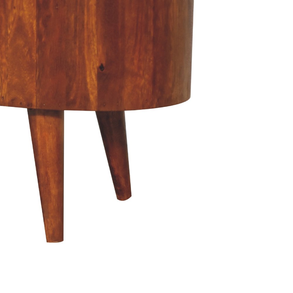 35" Brown Wood Oval Open Entertainment Stand