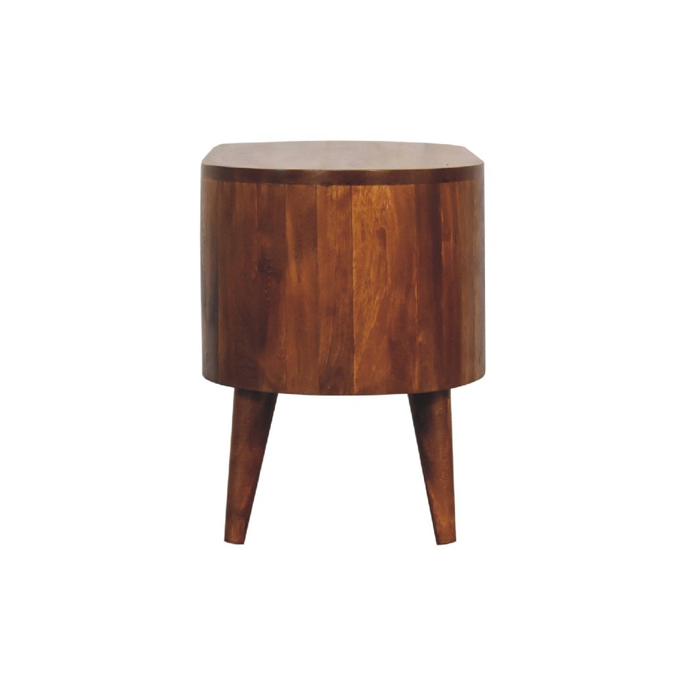 35" Brown Wood Oval Open Entertainment Stand