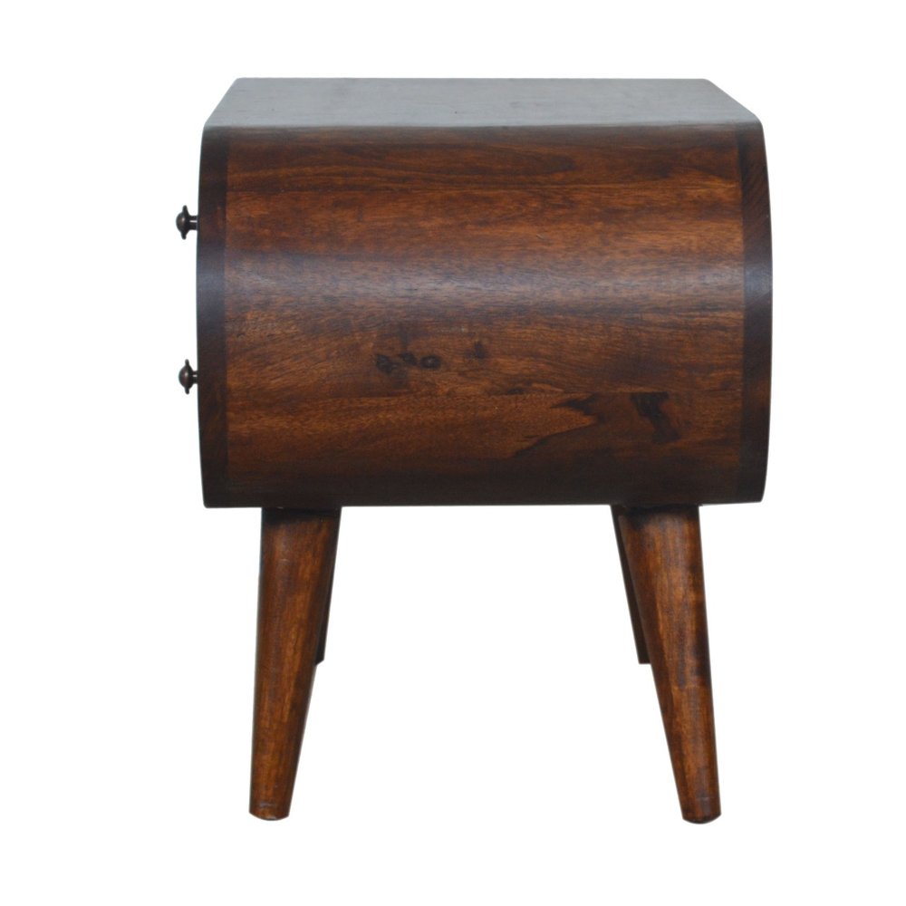 35" Brown Oval Mid-Mid-Century Coffee Table with Drawers