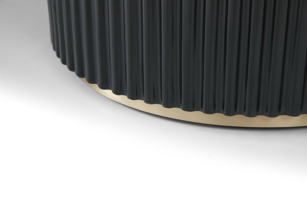 110" Black Fluted Wood Double Pedestal Dining Table