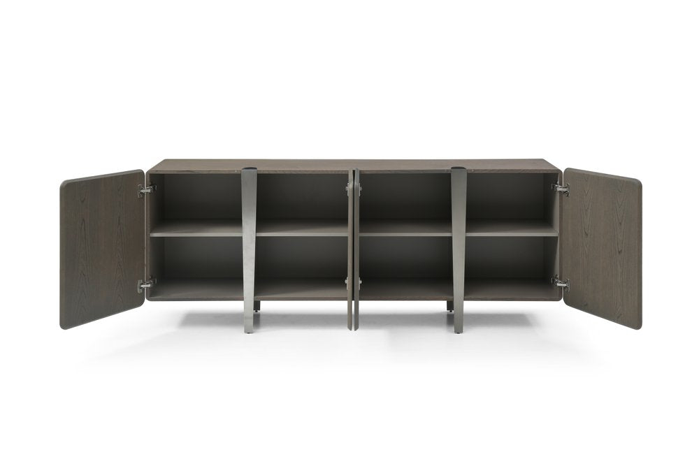 79" Ash Gray Wood Panels Sideboard