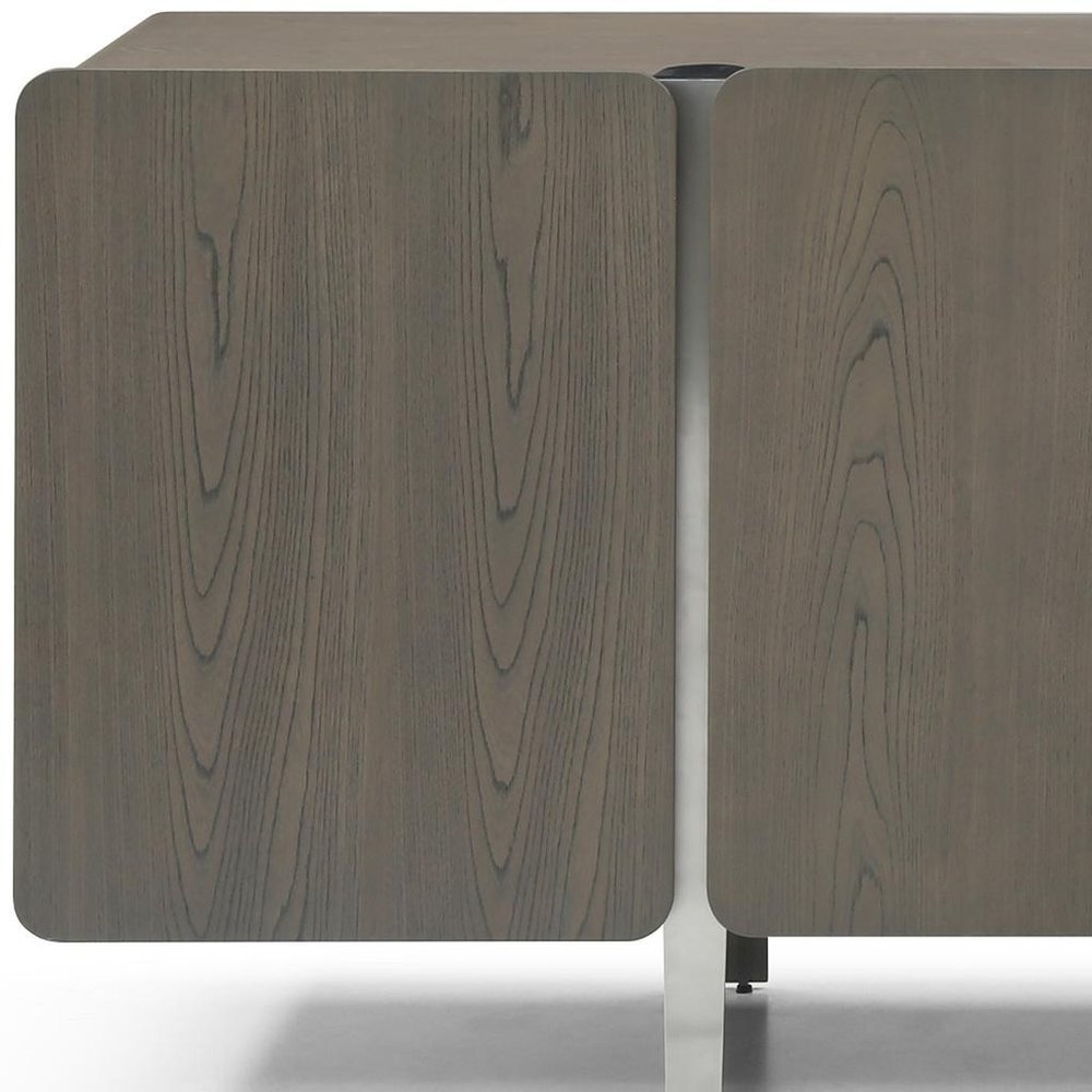 79" Ash Gray Wood Panels Sideboard