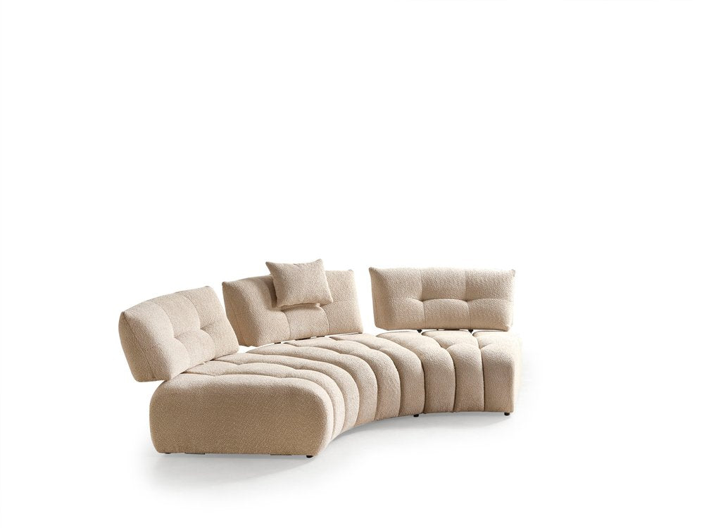 124" Taupe Bouclé Tufted Curved Sectional Sofa