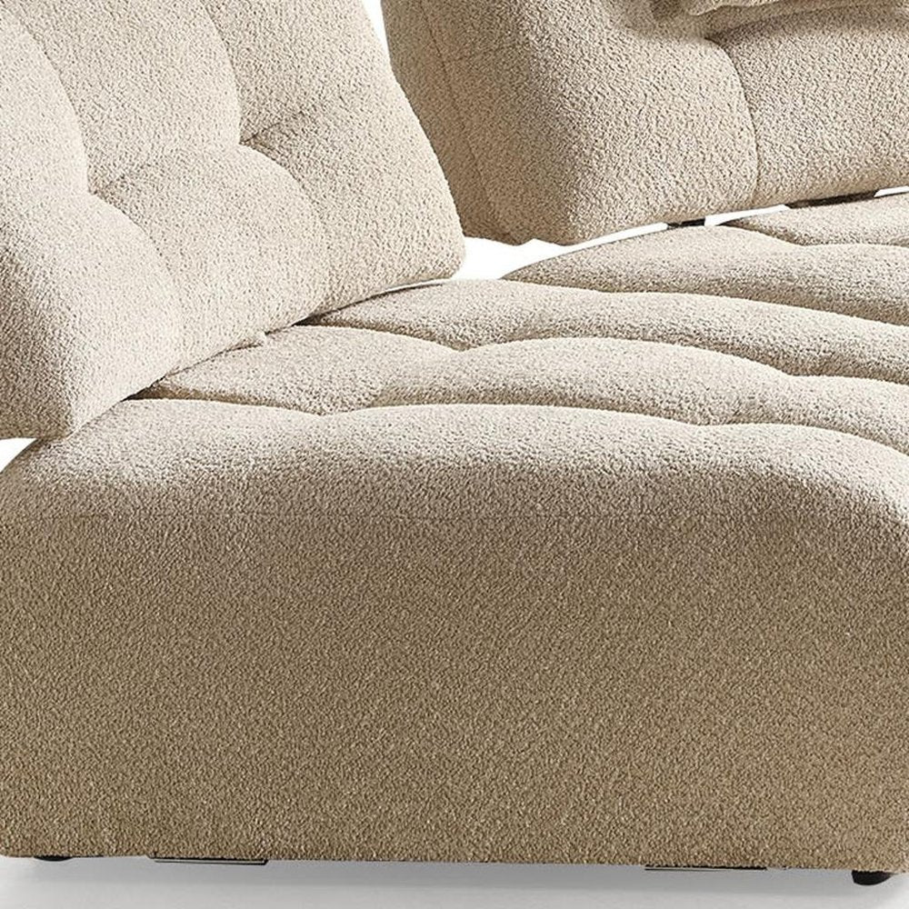 124" Taupe Bouclé Tufted Curved Sectional Sofa