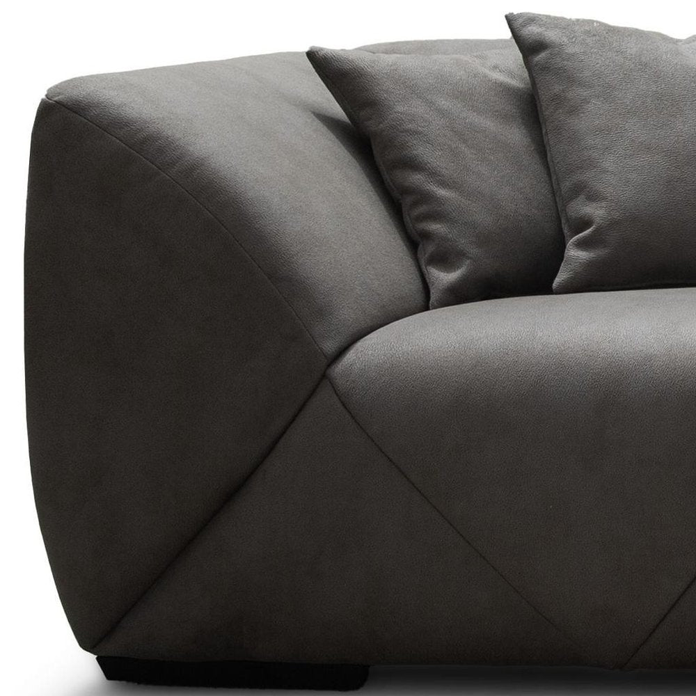 126" Gray Nubuck Leather Modern Sofa