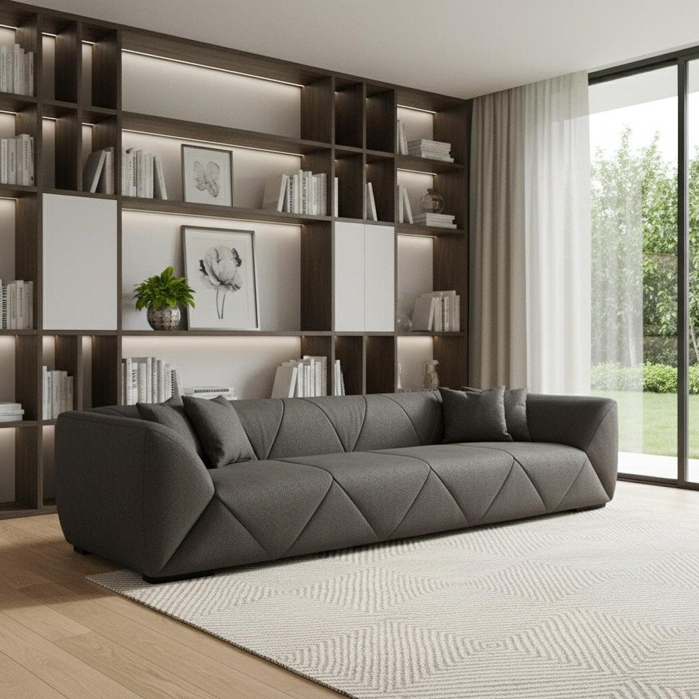 126" Dark Gray Nubuck Leather Sectional Sofa