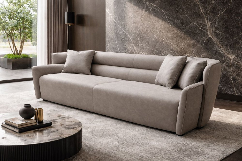 100" Gray Nubuck Leather Boss Sofa