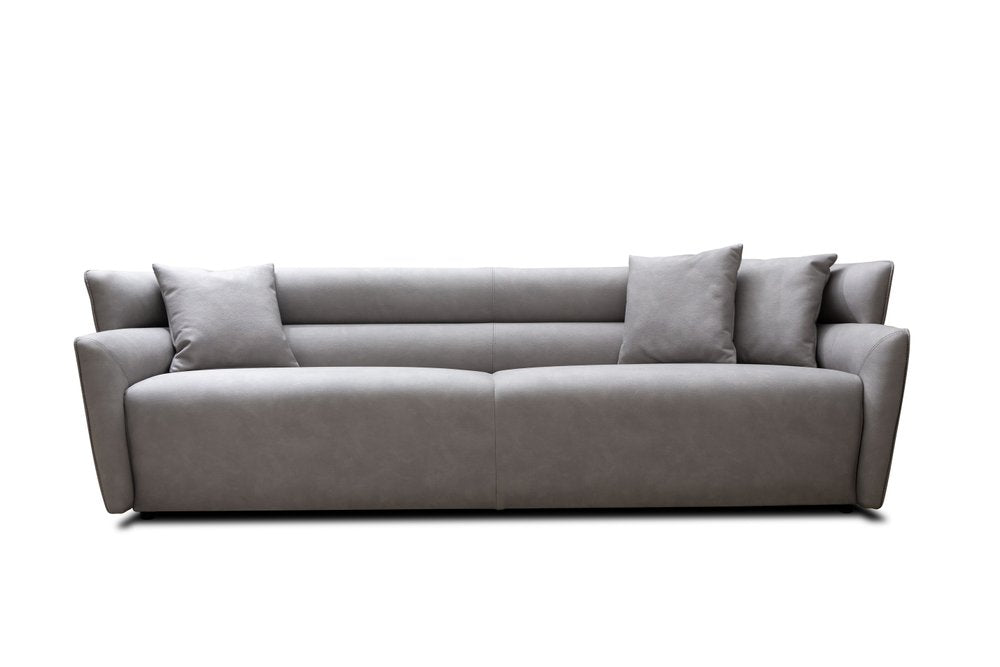 100" Gray Nubuck Leather Boss Sofa