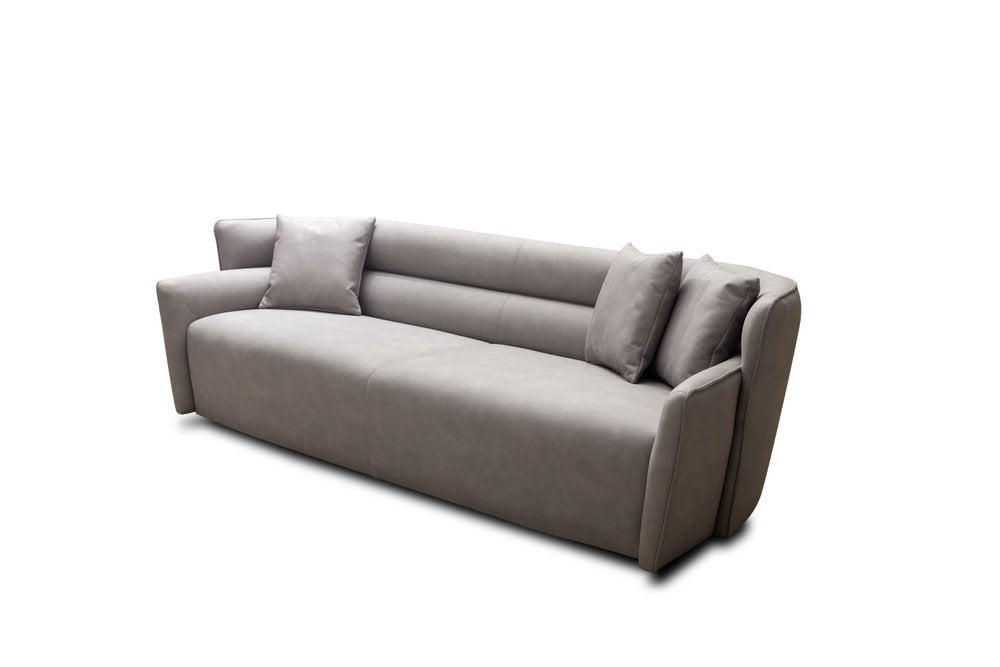 100" Gray Nubuck Leather Boss Sofa