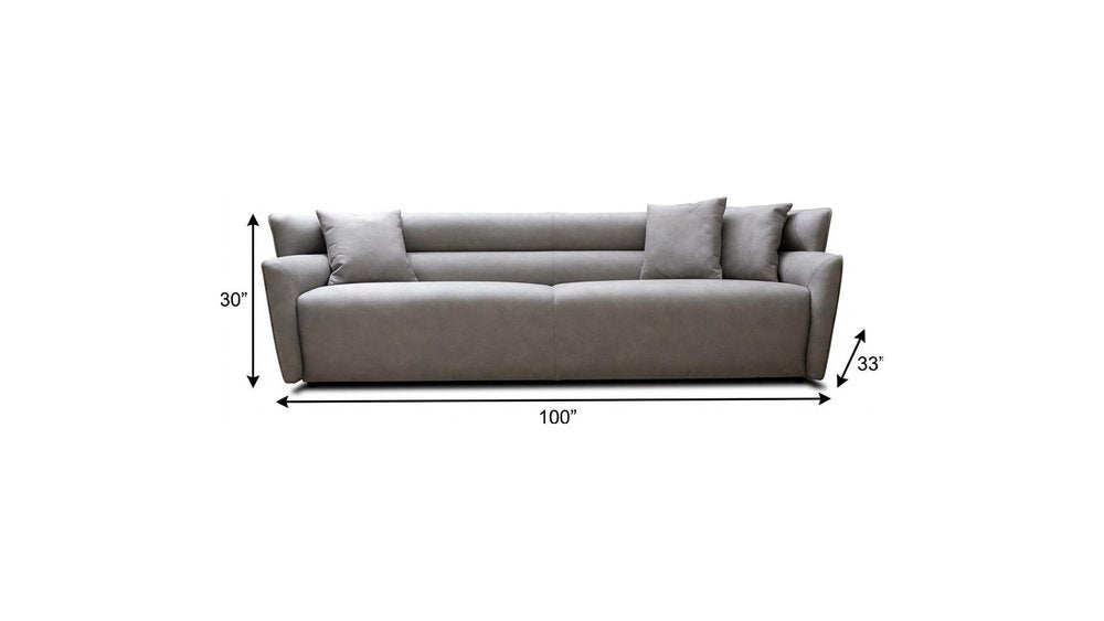 100" Gray Nubuck Leather Boss Sofa